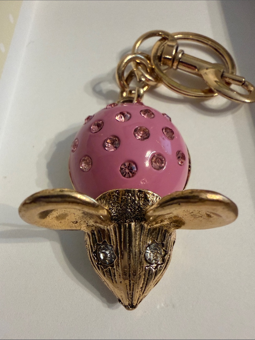 Pink Rhinestones Dotted Mouse Bag Charm-NWOT